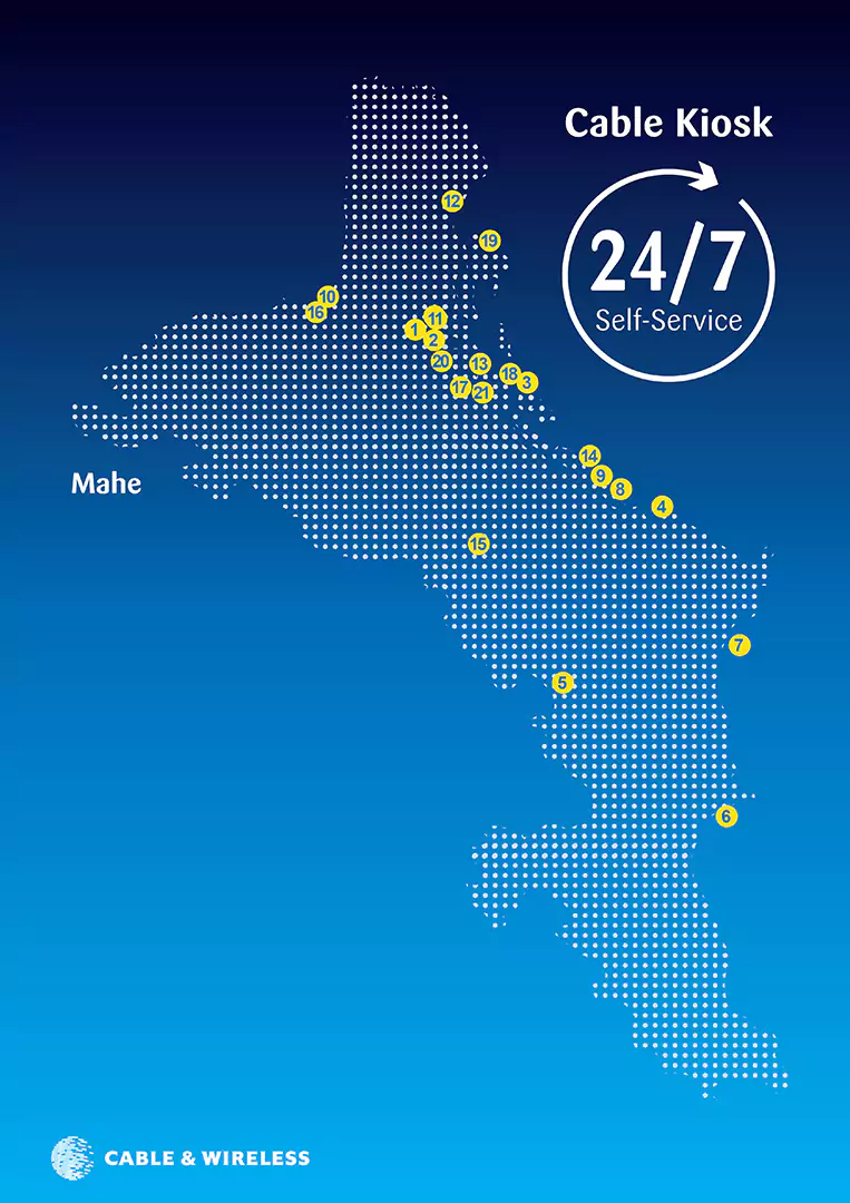 Mahé cable kiosk locations