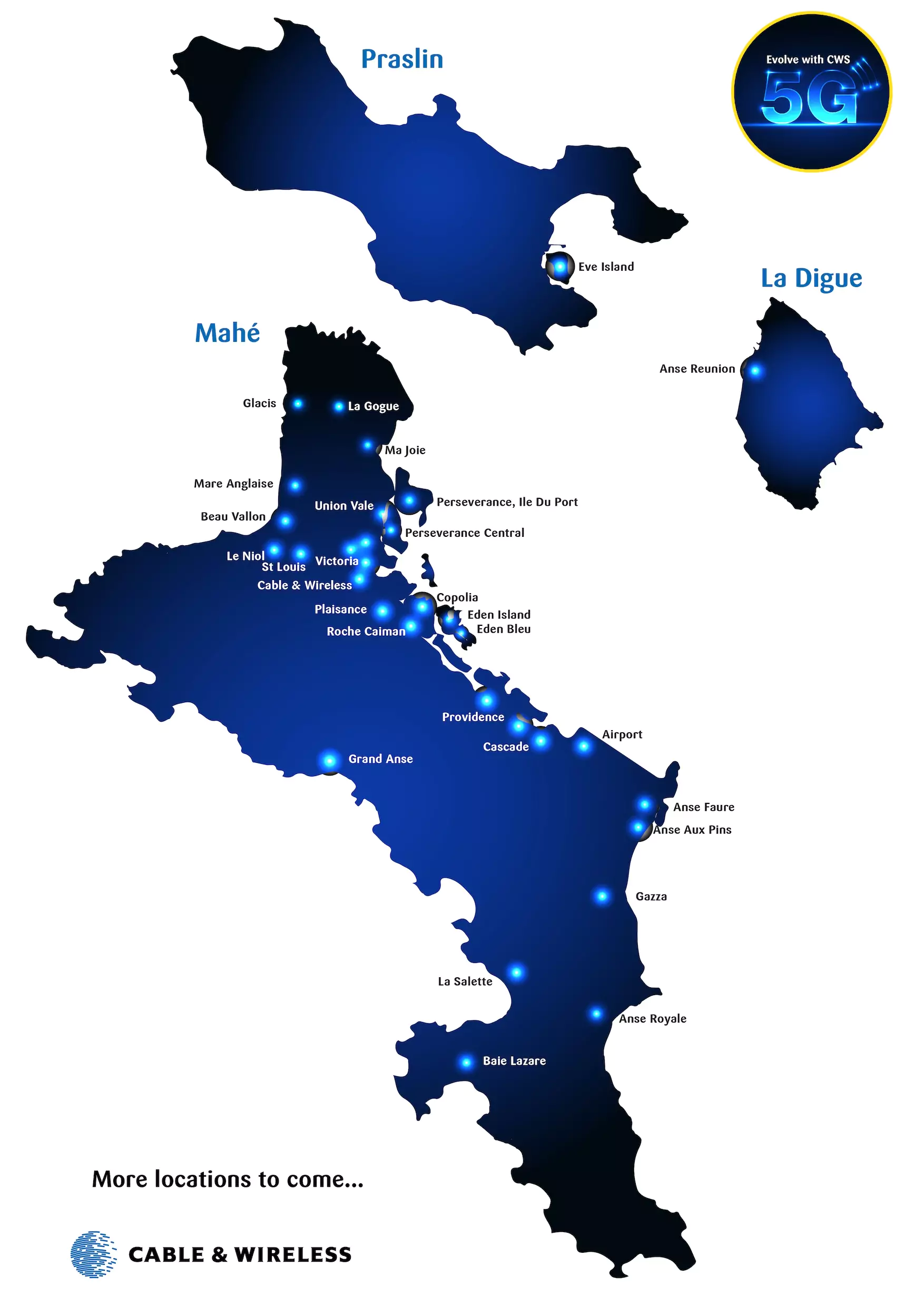5G Coverage Map - Mahé, Praslin, La Digue